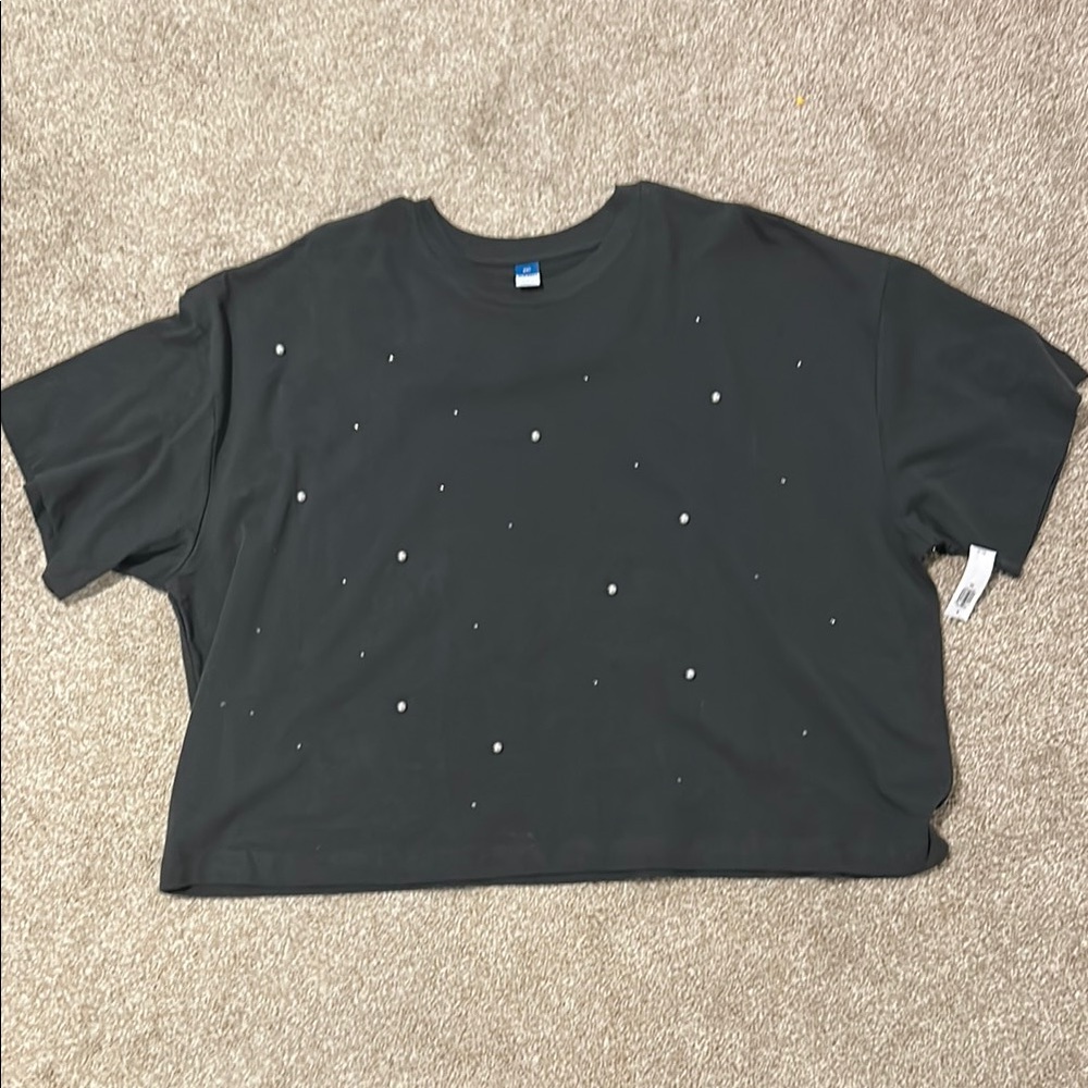 Old Navy Gray Boxy Embellished Short Sleeve Tee